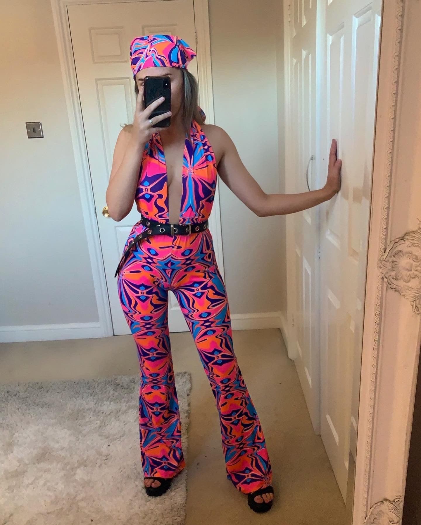 Neon store rose jumpsuit